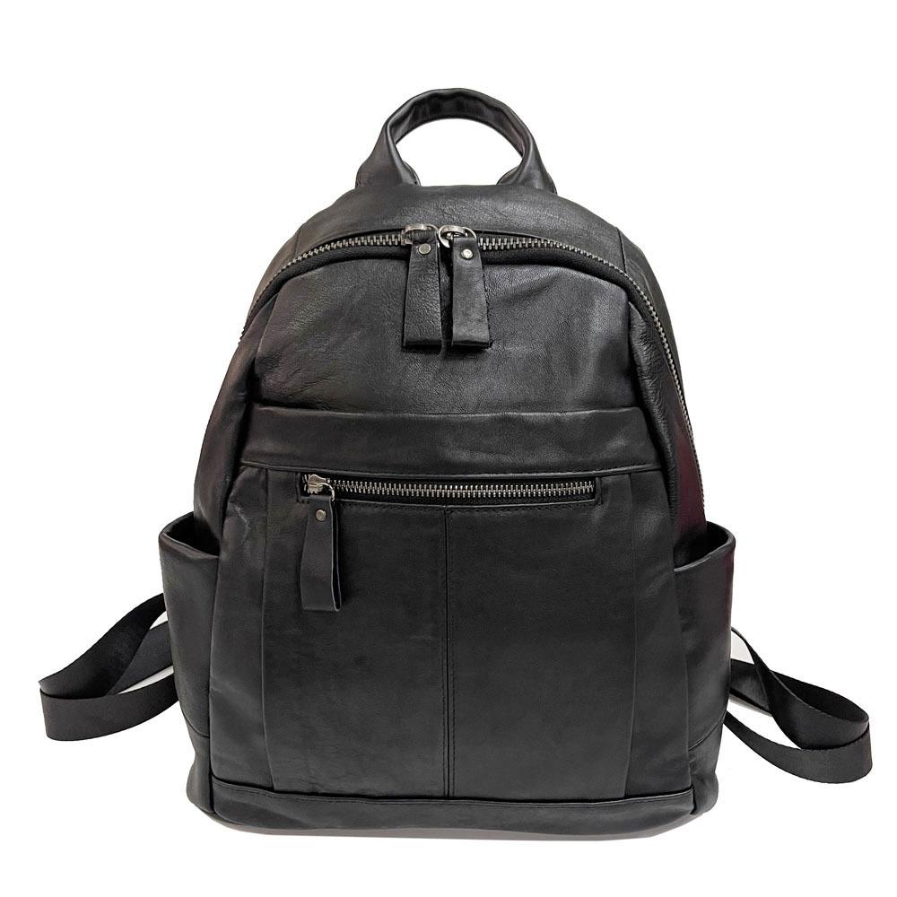 All Leather Backpack Black Cowhide Fashion Versatile Soft Leather Women'S Backpack Women'S Bag