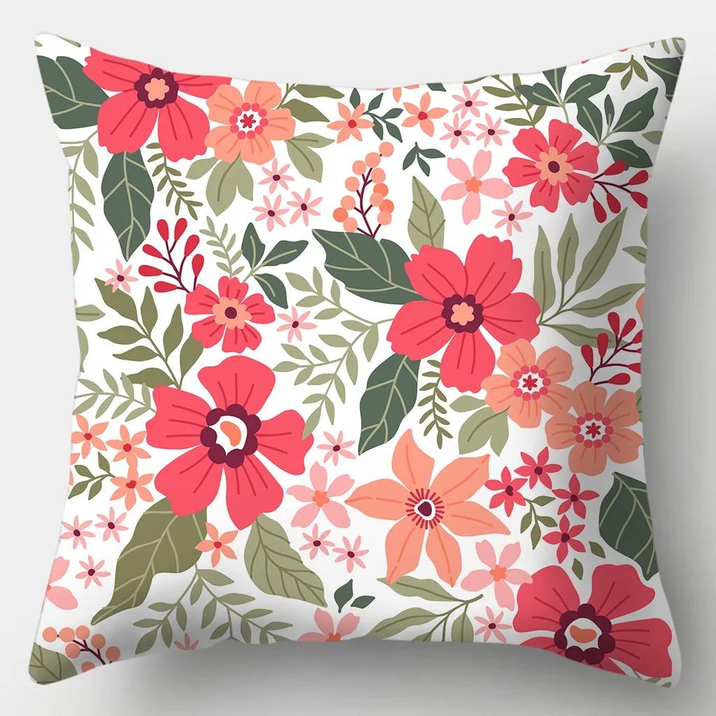 Federa Cuscino Floreale 45cmX45cm Quadrata Copricuscino per Divano Fiori ad Acquerello Cuscino