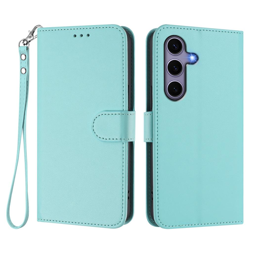 For Samsung Galaxy S24/Galaxy S25 Leather Case Wallet Stand Phone Cover with Wrist Strap