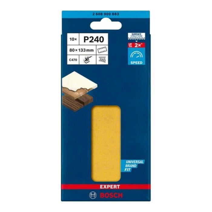 Feuille abrasive - bosch - c470 - 80 x 133 mm - granulométrie 240 - auto-agrippante