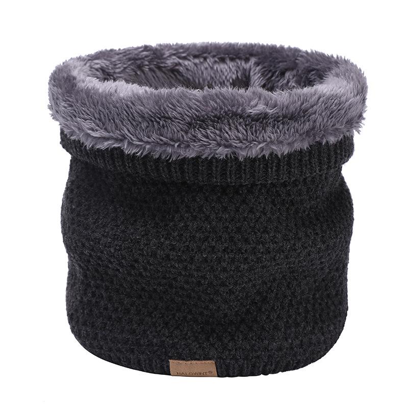 

Осенне-зимний двухслойный вязаный шарф: Уютный, однотонный, плюс бархатный утеплитель для шеи One Size темно-серого