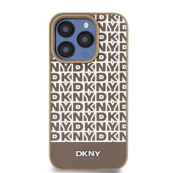 Dkny Dkhmp15Lpsospw Iphone 15 Pro6.1 Brązowy/Brown Hardcase Leather Printed Pattern Metal Logo Magsafe
