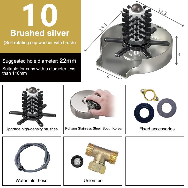 Pohármosogató konyhai mosogatókhoz, csésze mosogató, konyhai kiegészítők, ezüst rozsdamentes acél, kefés tisztítóeszközök