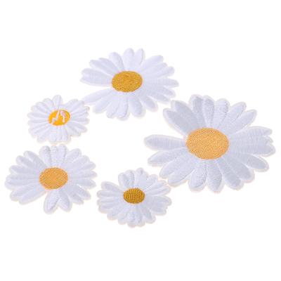5 Stück Sonnenblume Gänseblümchen Aufnäher/Aufbügler Besticktes Patch DIY Bastel Kleidung Applikation