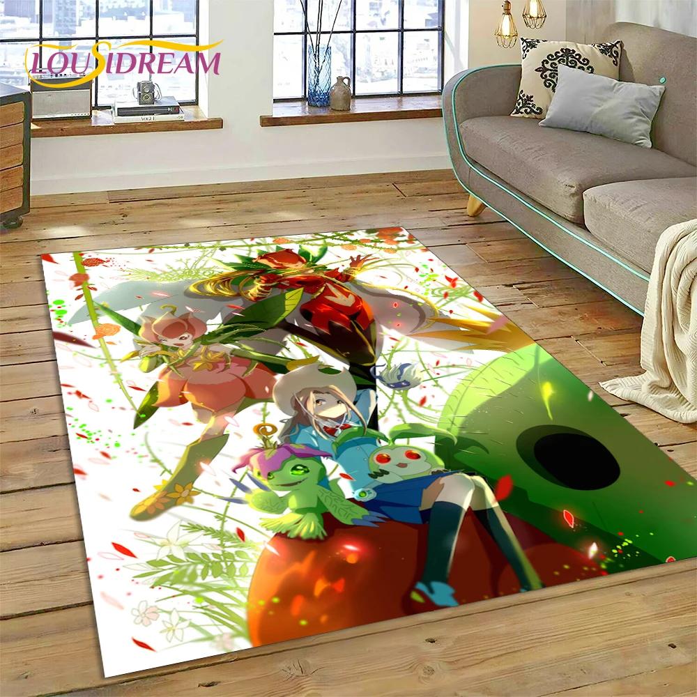 Retro Digimon Adventure Monster Cartoon Carpet Rug for Bedroom Living Room Home Sofa Decoration,Child Game Large Decor Floor Mat