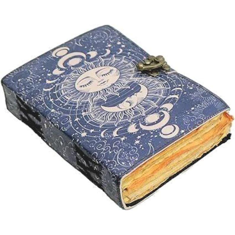 Sun & Moon Leather Journal: Vintage Spell Book, Grimoire, Book of Shadows