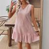 2026 Women's Casual Striped Button-Back Mini Dress - Vacation Style