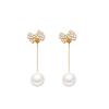 925 Sterling Silver Bow Pearl Pendant Earrings - Women's Luxury Long Studs, Cold Tone Style
