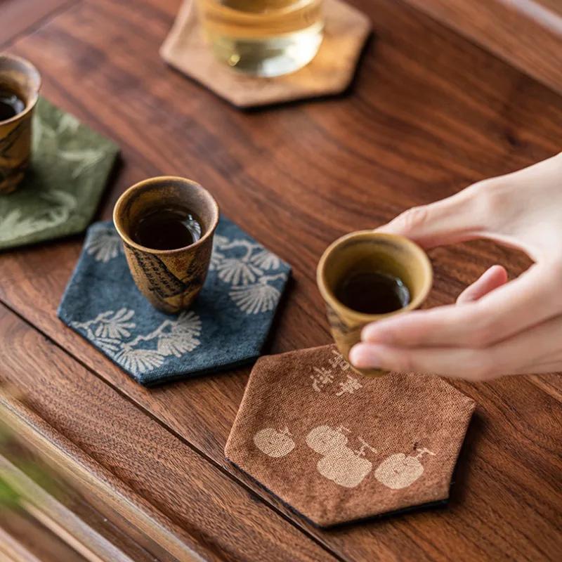 Coasters Vintage Embroidery Tea Coasters Tea Accessories Tea Cup Holder Household Insulated Coasters