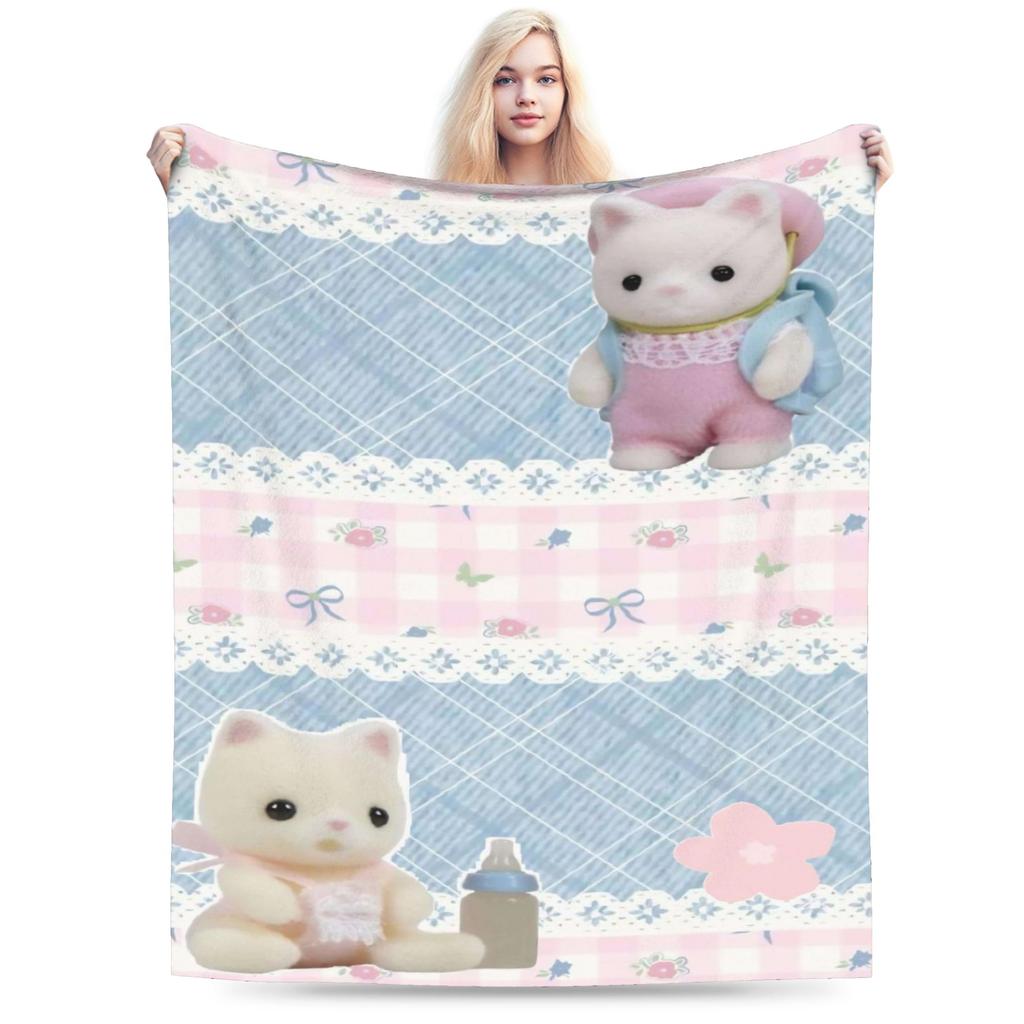 Sylvanian Families Warm Blankets Children Plush Throw Blanket Comfortable Living Room Flannel Bedspread Sofa Bed Cover