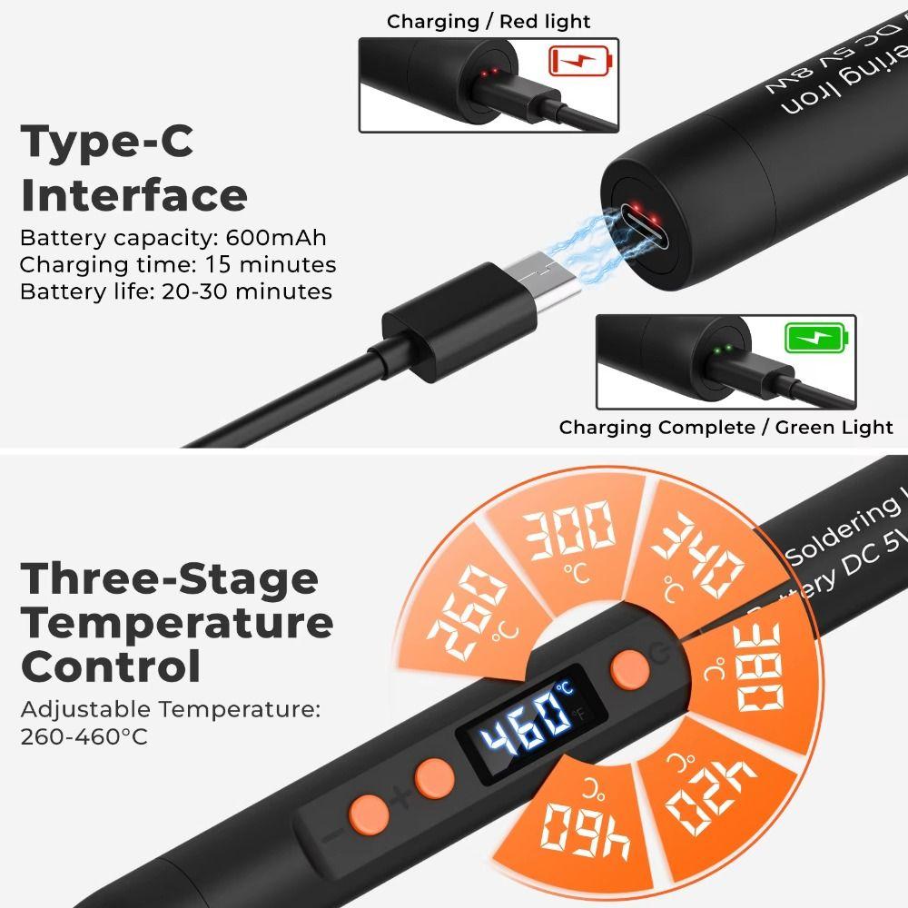25W Power USB Soldering Iron Lithium Battery Solder Set Adjustable Soldering Iron  Outdoor Repair