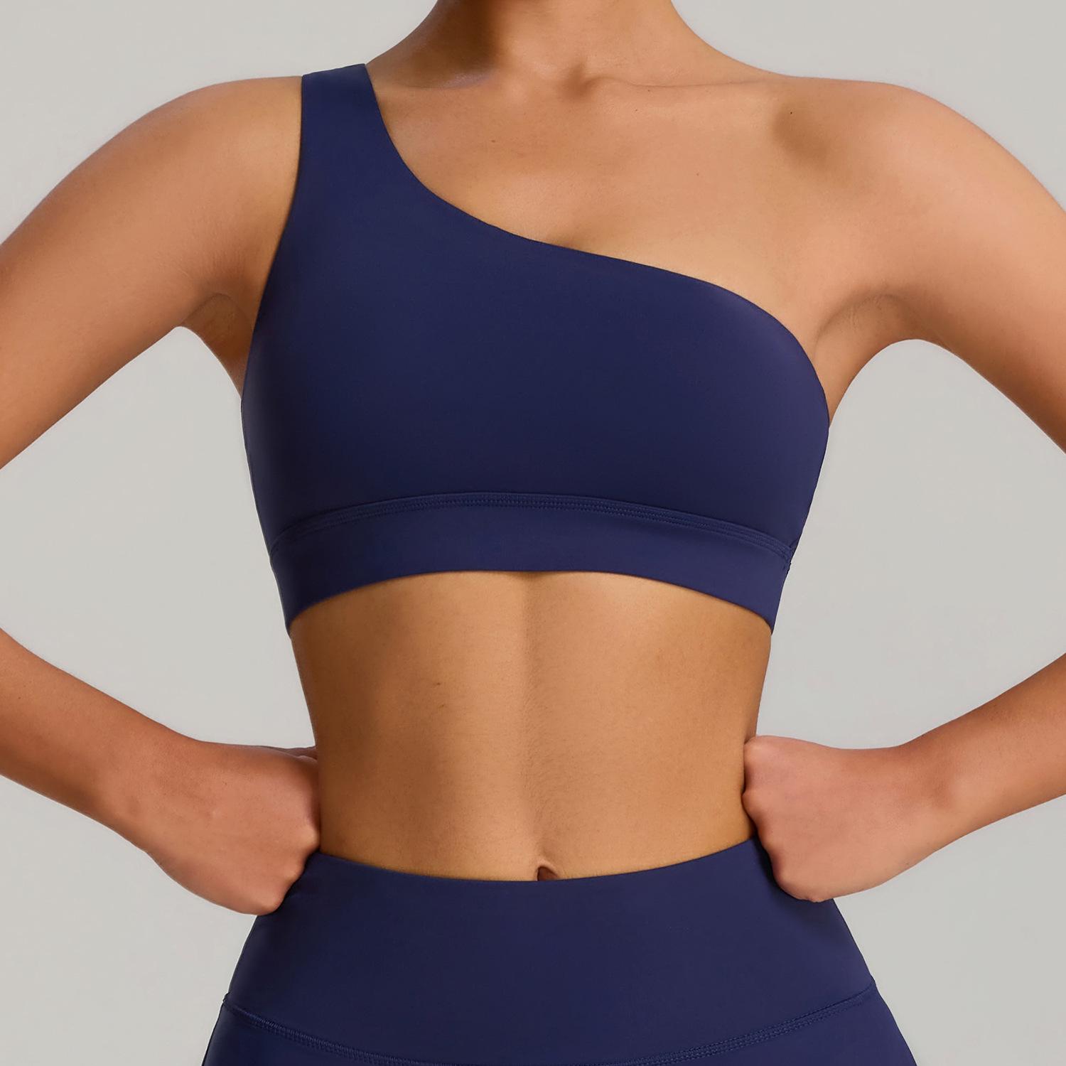 

One-Shoulder Sports Bra: Sexy, Shockproof, High-Elastic Vest for Yoga & Fitness M (European Size)