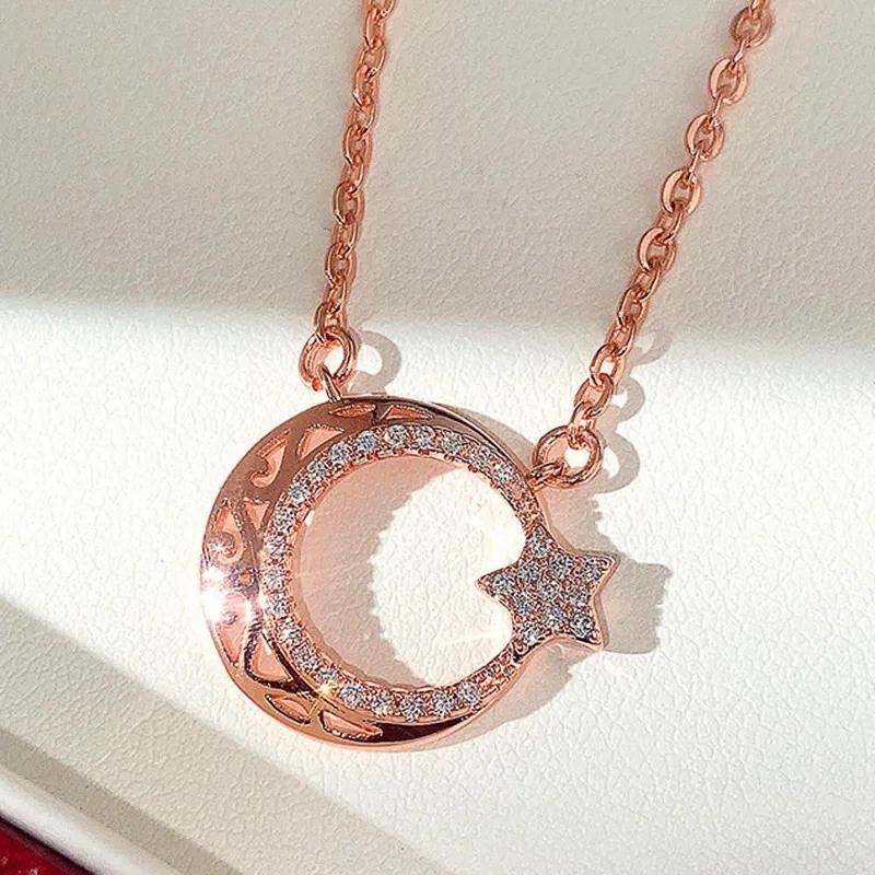 Schicke Mädchen Halskette Accessoires Mode Roségold Farbe Anhänger Alltagskleidung Zarter Statement Schmuck für Frauen