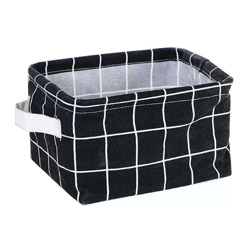 1Pc Black White Polka Storage Basket with Handle Modern Open-Top Tote Bag Durable Fabric Desktop Organizer Box for School Office