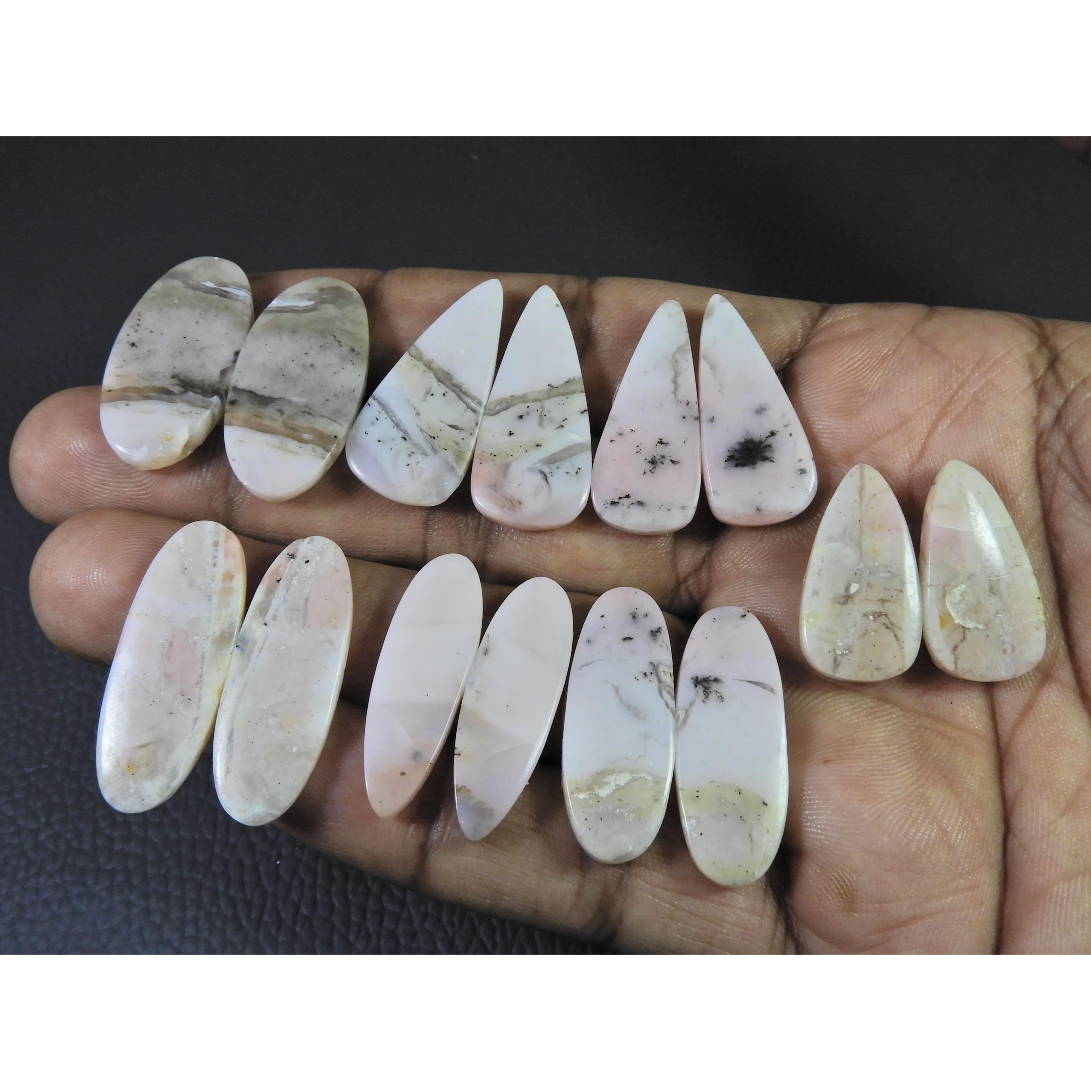 

158Cts. Натуральный розовый опал, парный набор, микс кабошонов, 7 пар в лоте C-441