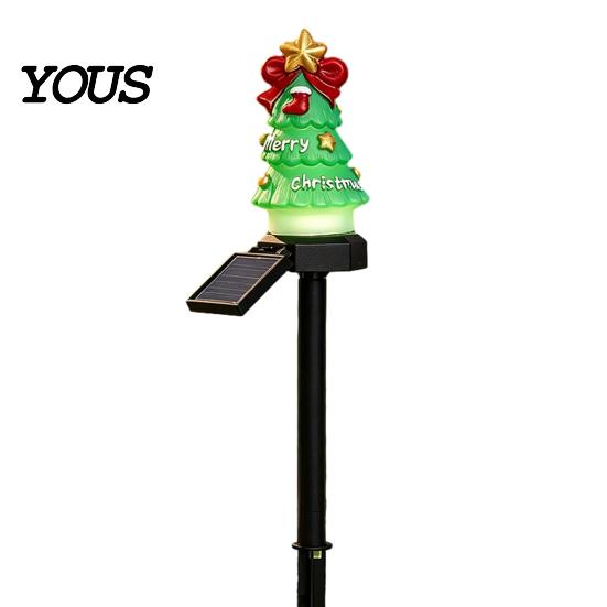 Weather Resistant Landscape Lighting Christmas Solar Stake Lights, Santa Snowman Tree Figurine Lawn Powered Yard Gifts Waterproof Warm LED Lights