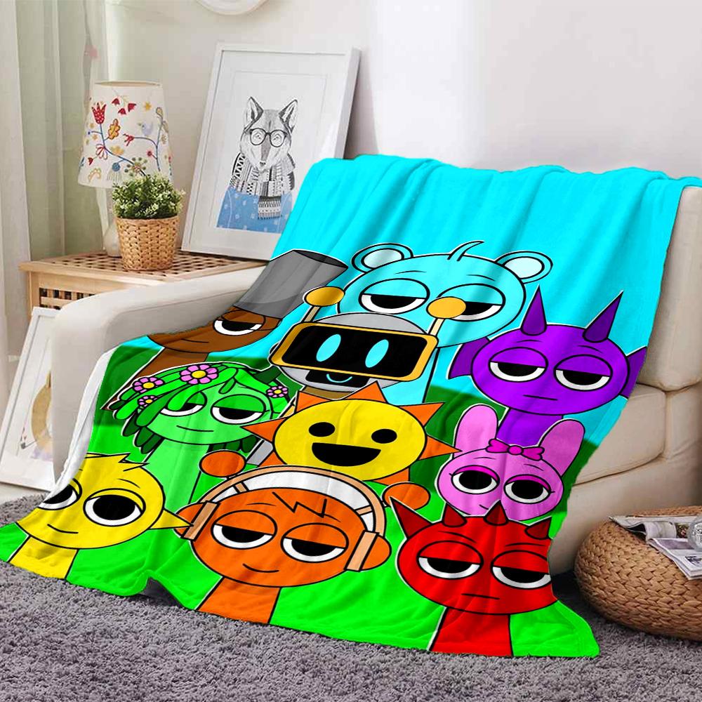 Coperta stampata a tema Sprunki - Perfetta per divano, letto, viaggi e uso all'aperto | Lavabile in lavatrice, accogliente e resistente.