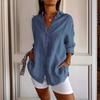 Women's, Elegant Vacation Style, V-neck Top, Loose Shirt, Casual, Slimming, Breathable, Comfortable Shirt