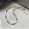 Irregular Freshwater Pearl and Malachite Green Aventurine Necklace - Women's Luxury Natural Stone Choker