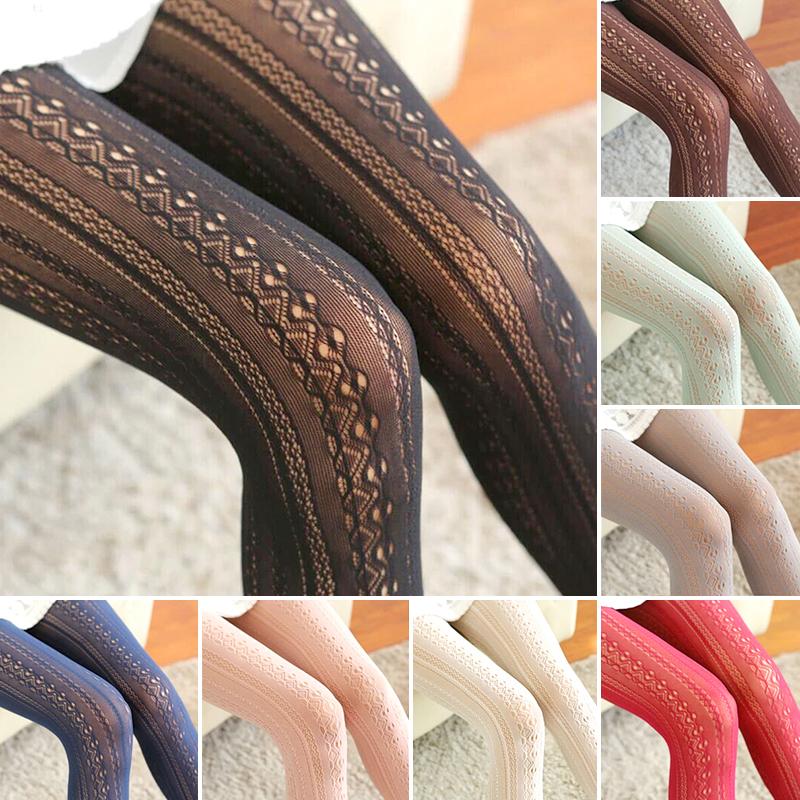 1Pair Jacquard Hollow Patterned Girl Lace Stocking Nylon Cute Tights Lolita Womens Pantyhose