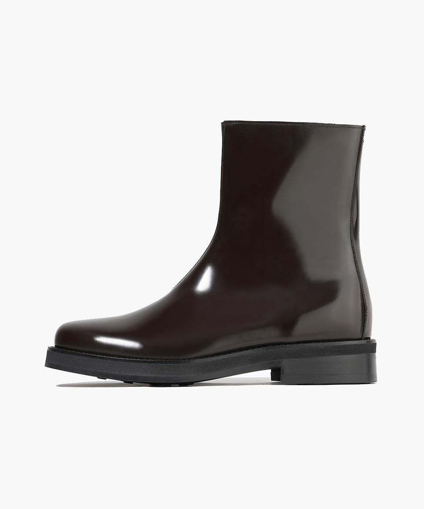 Firenze Atelier [Vibram] Minimal Line Box Leather Hidden Zipper Zip-Up Boots 9800-B [Brown Advan]