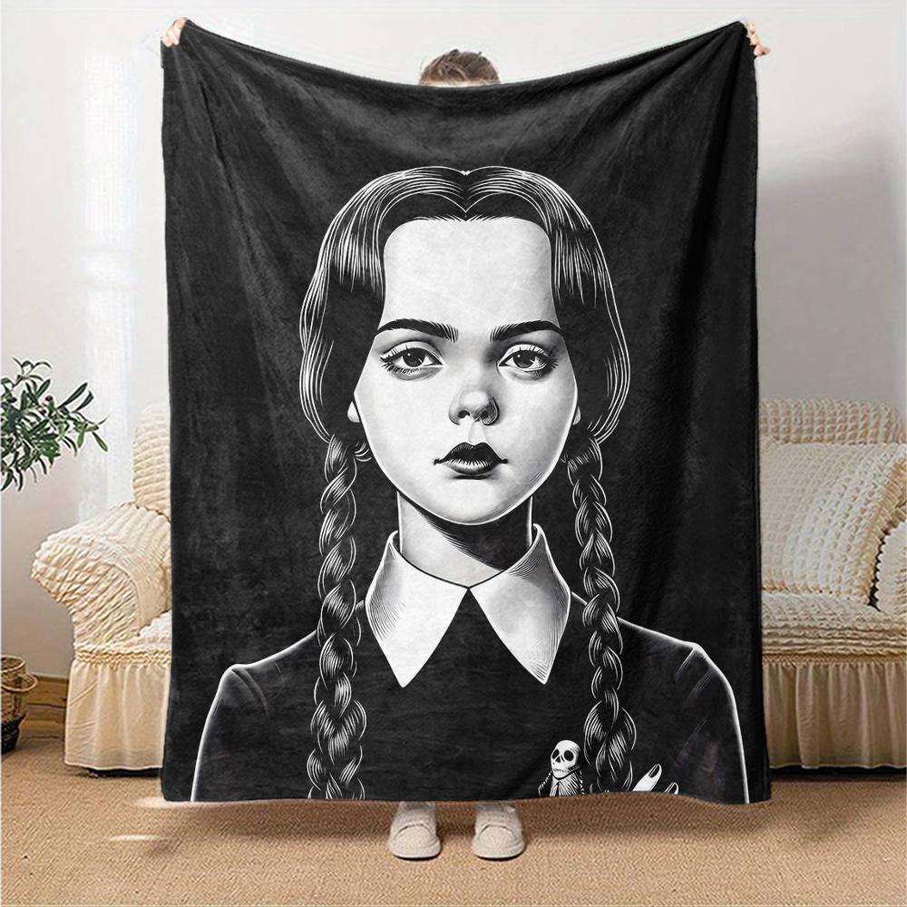 1pc Addams Family Wednesday1 Blanket, Gift, for Men and Women, Soft Blanket, Good for Sofa Bed Couch Travel, Lightweight Flannel Blanket