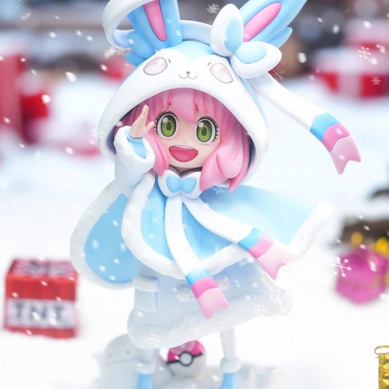 19cm Spy Family Kawaii Model Anya Forger Cos Sylveon Anime Figure Pokemon Beautiful Girl Doll Decoration Children Toy Xmas Gifts Kid Friendly