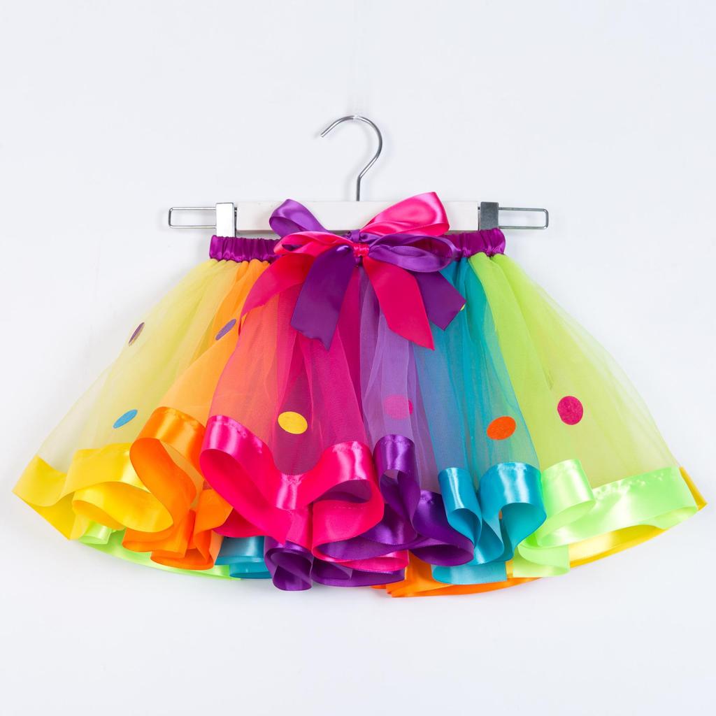 Summer Polka Dot Sequin Mesh Skirt for Girls - Princess Style Performance Dress