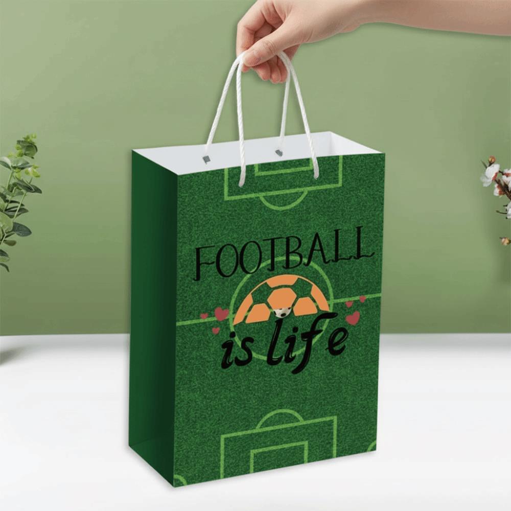 12 PCS Large Capacity Gift Bags for Soccer Events Printed Paper Packs with Handles  Gift