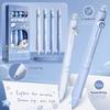 4 Pcs Creative Space Planet Erasable Pens 0.5mm Blue Ink Comfort Grip Writing Pen School Office Stationery Gift