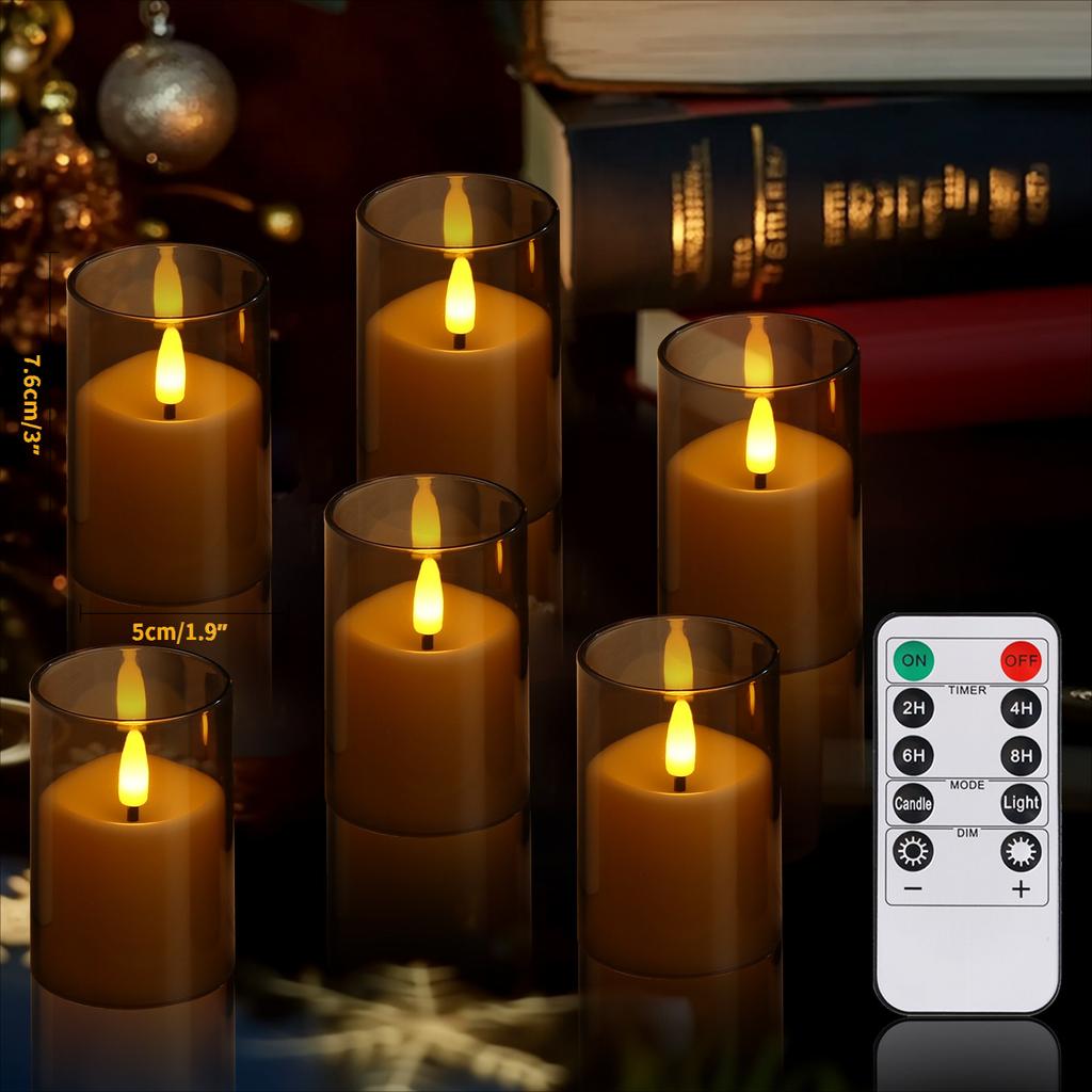 Flickering Flameless Candles with Lampshade Battery Operated 3D Wick LED Candles for Christmas Romantic Ambience Wedding Decor