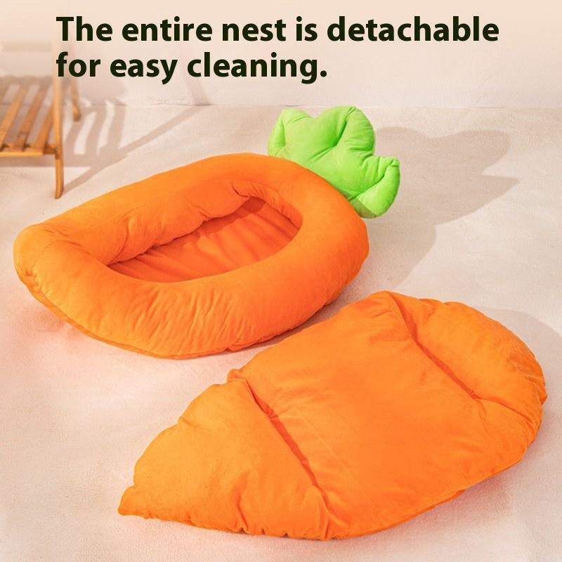 Thickened Banana Carrot Dog Nest Winter Warm Sleeping Kitten's Nest Detachable Cleaning Cat Bed Breathable Comfortable Cat Beds