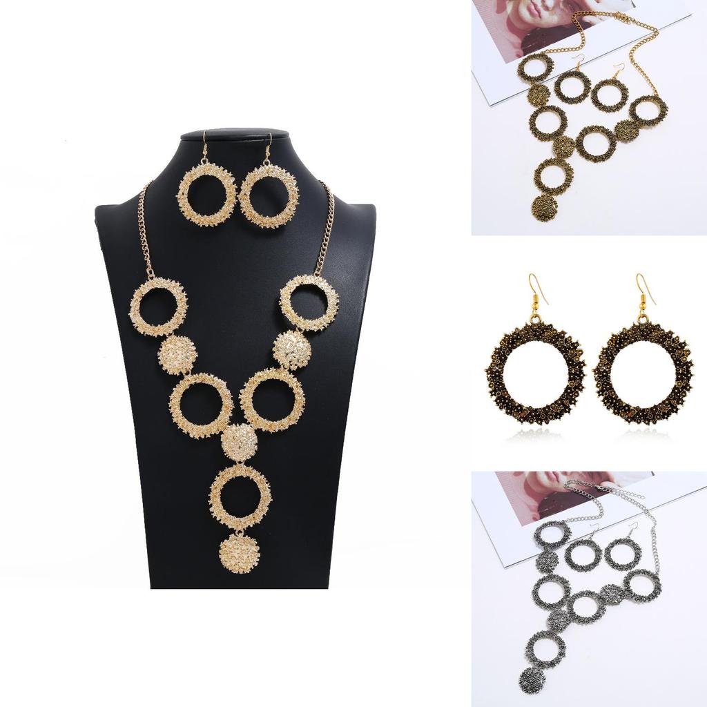 Retro Alloy Necklace Jewelry Set With Gold Plated Finish For Art Fashion Enthusiasts