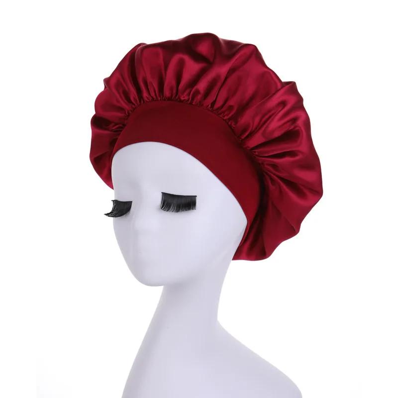 Solide Satin-Schlafhaube Haartuch Elastisches Band Schmaler Kopfbindeband Rand Badezimmer Duschhaube Zum Schlafen Damen Dusche Haarpflege