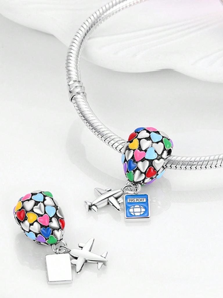 Charms Plata Valentine'S Dayair Balloon Beads Charm Copper Plated Fit Charms Original Bracelet For Jewelry Making Diy Charm