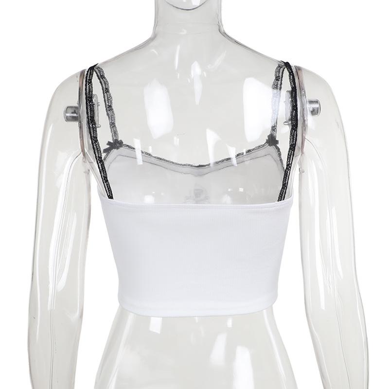 Europeisk og amerikansk sommer sexy gate stil trykt blonder V-hals camisole slim fit topp