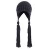 Solid Color Long Twist Braid Beanie Hat Ear Flaps Knitted Hat for Outdoor Sport