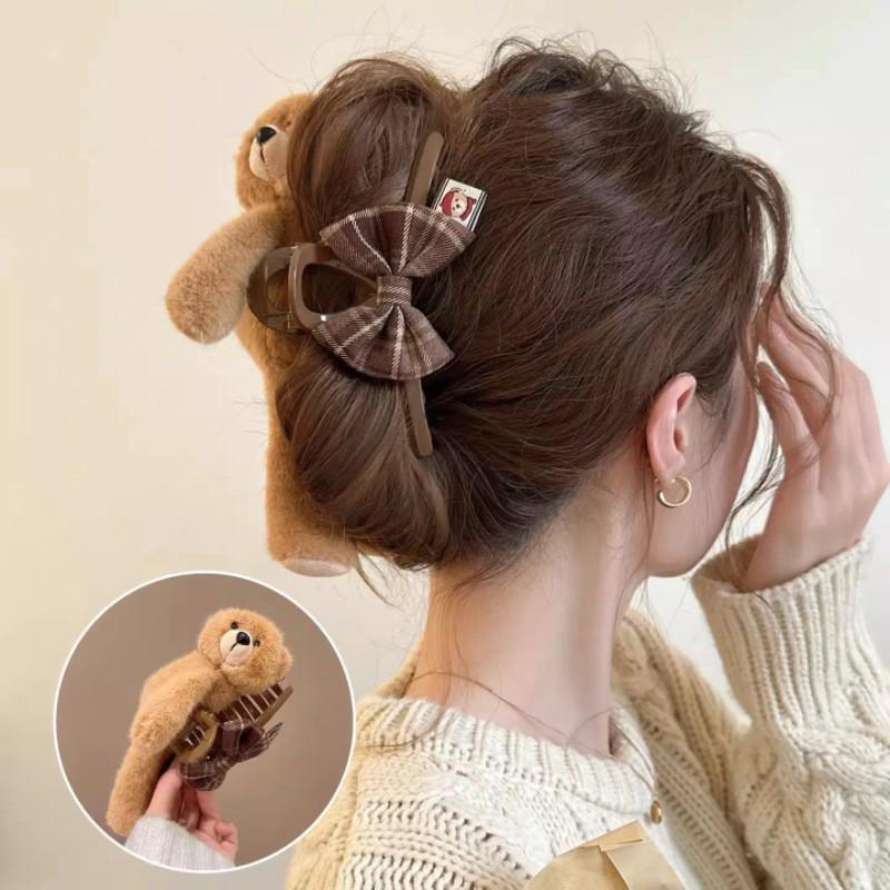 Bear Plush Hair Clip For Women With Cute Animal Design For Spring