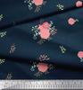 Soimoi Japan Crepe Satin Fabric Leaves,Aster & Camellia Flower Printed Craft Fabric by the Metre 42 Inch