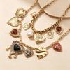 Fashionable Punk Metal Heart-Shaped Stacked Pendant Necklace Women's Retro Irregular Choker Party Outfit Chain Accessory Jewelry