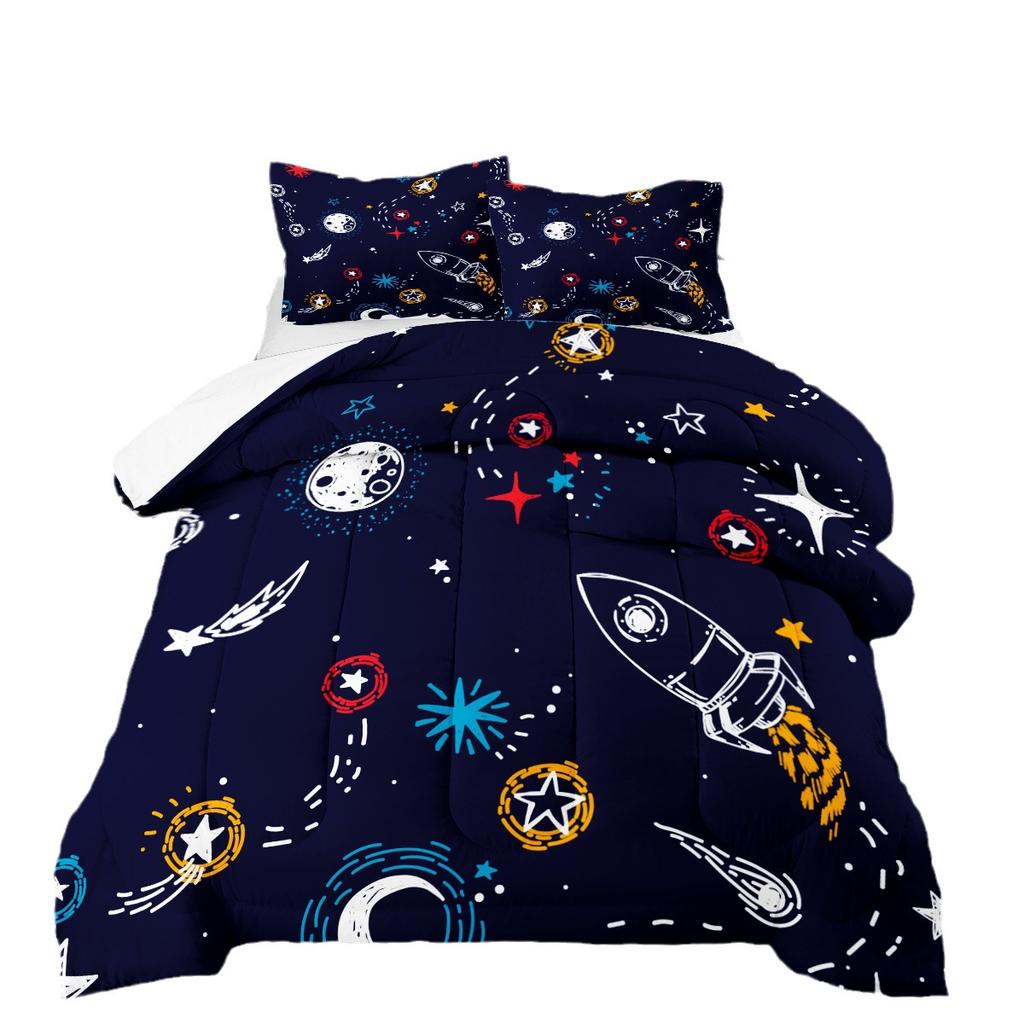 Cute Cartoon Cat Home Bedroom Comforter Set - Digital Print, Down Alternative Fill, 3-piece Set
