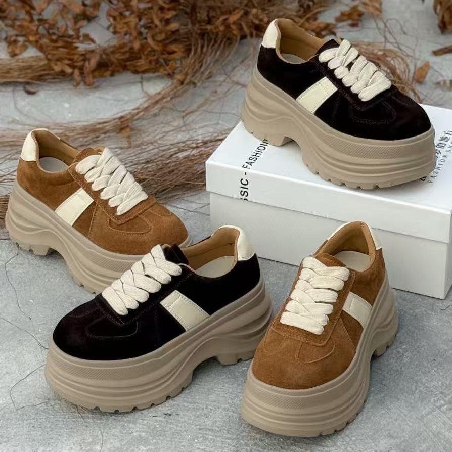 Thick-soled women's height increase 7 autumn new fashion casual shoes simple velvet