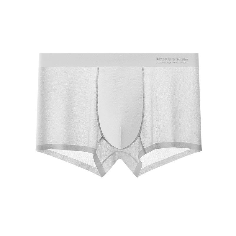 Men's  Ice Silk Underwear Four Cornered Pants Mid Waist Flat Corner Oversized Breathable Shorts Summer