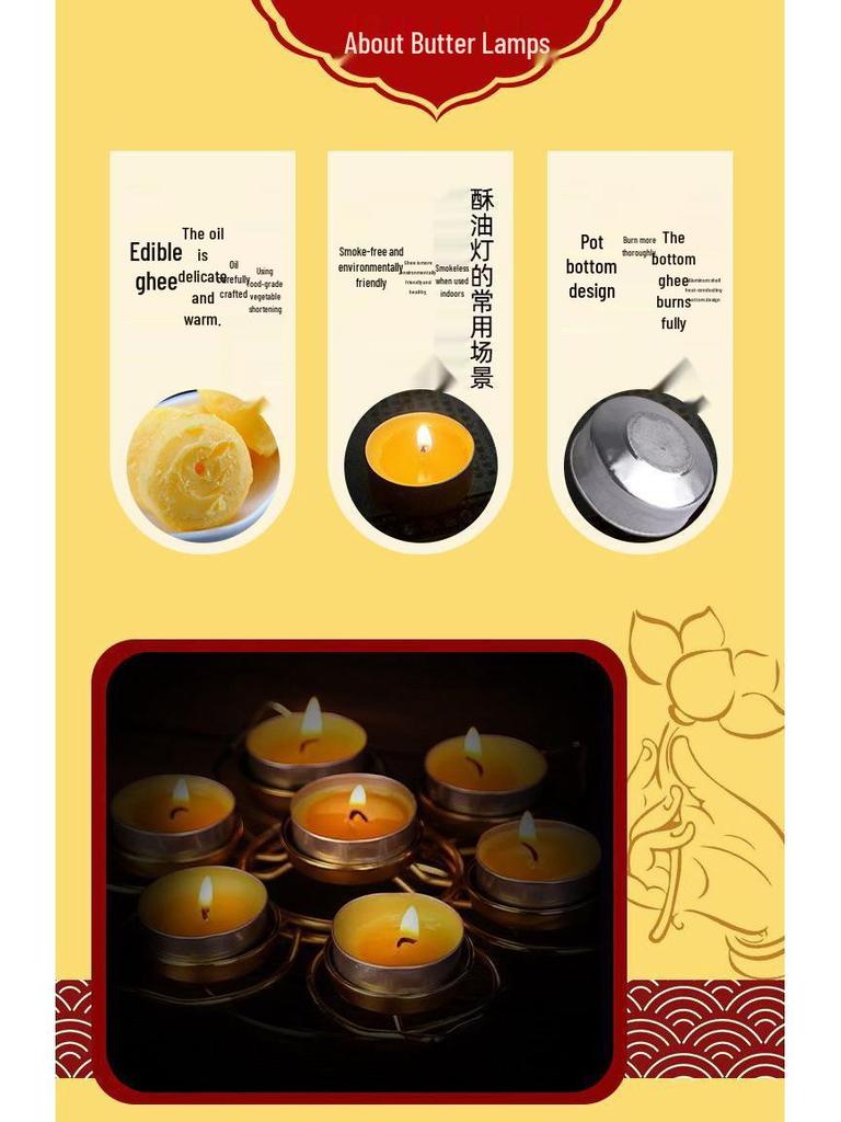 Ghee Lotus Lamp for Buddha Offering - Available in 1.5 to 24 Hour Durations