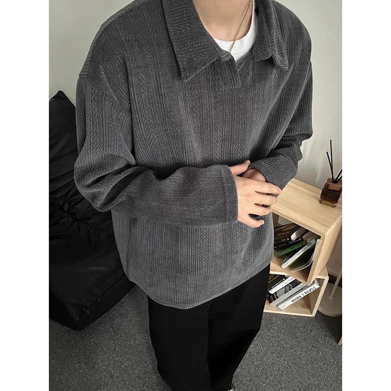 Men S Loose Solid Color Pullover Long Sleeve Sweatshirt