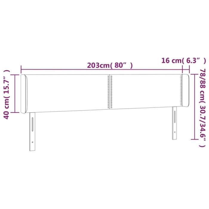 VidaXL Tête de lit avec oreilles Gris clair 203x16x78-88 cm Velours3118694