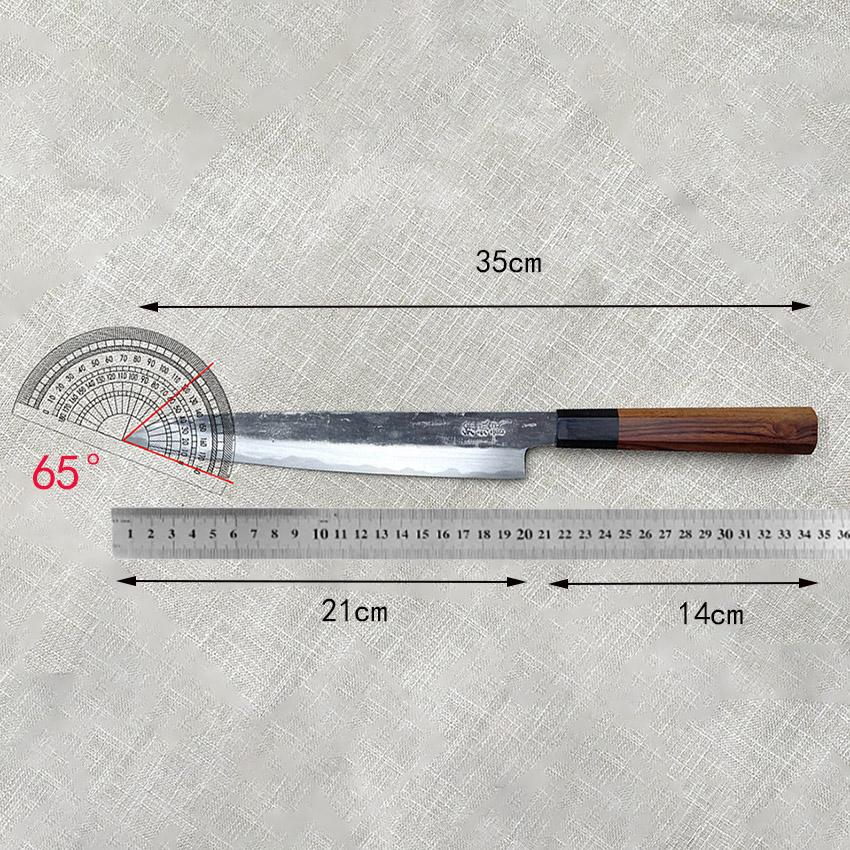 8.3 Inch Sashimi Knife Double-edged Blade T12A High-carbon Steel Core Slicing Chef Cleaver Handmade Kitchen Knife Customizable