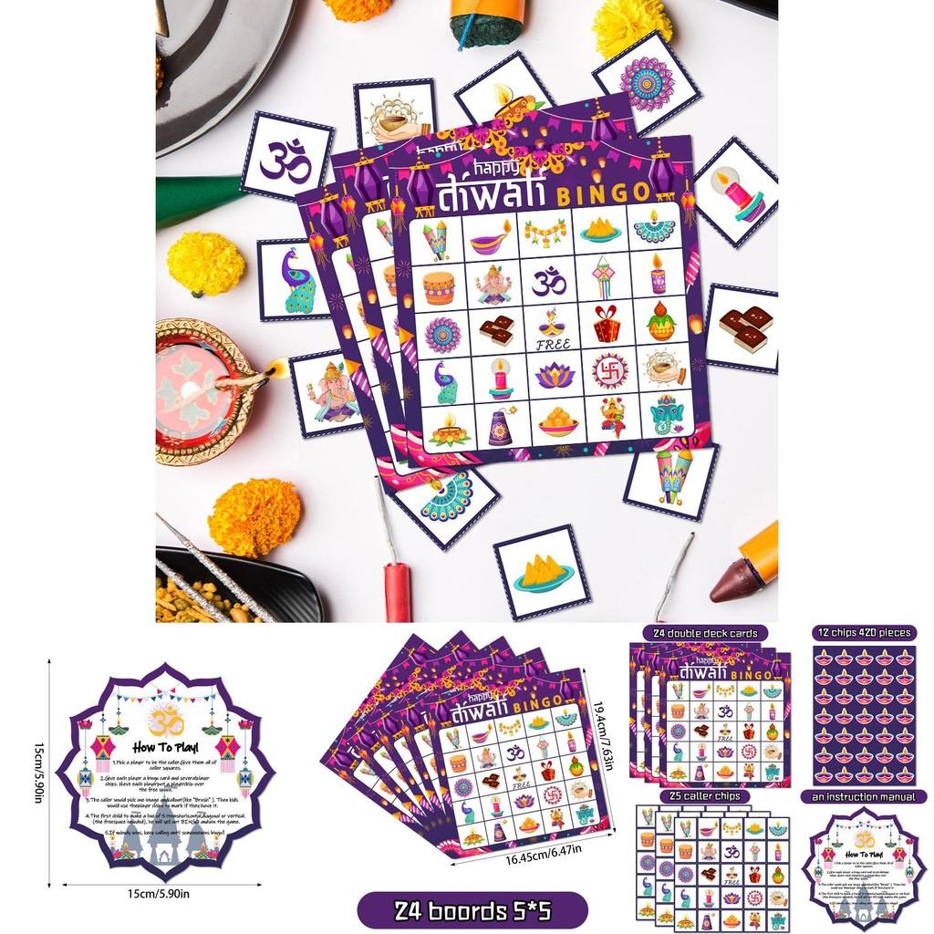 Indian Diwali Theme Bingo Game Pack With Paper Cards For Party Activities And Kids