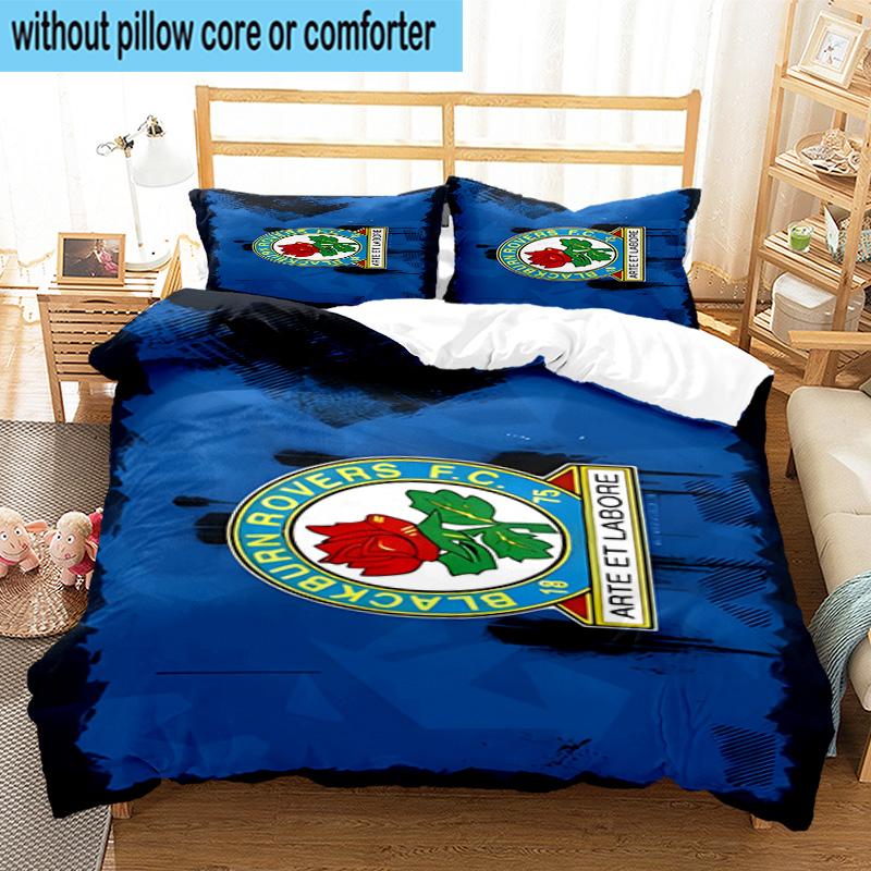 3pcs Blackburn Rovers Crest Football Club Bedding Set Duvet Cover Closure Includes 1 Duvet Cover & 2 Pillowcases Bedding Sets Home Decor Gifts