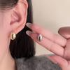 Simple Metal Gold Bean Stud Earrings Minimalist High-End Versatile Earrings for Women Fashion Jewelry